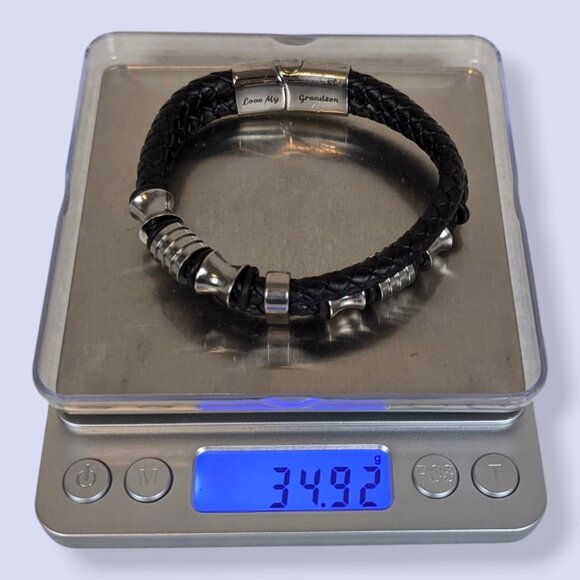 2-Strand Braided Leather Metal Accent Bracelet - Picture 7 of 7